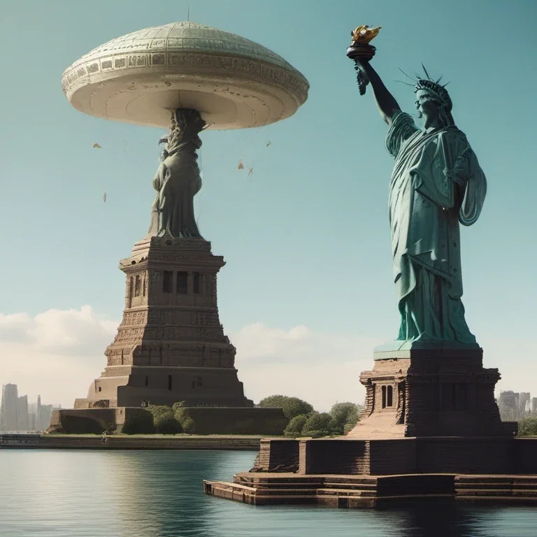 ufo lifting statue of liberty