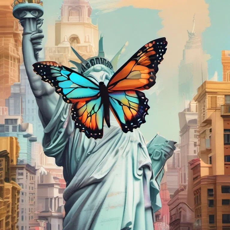 statue of liberty with butterfly