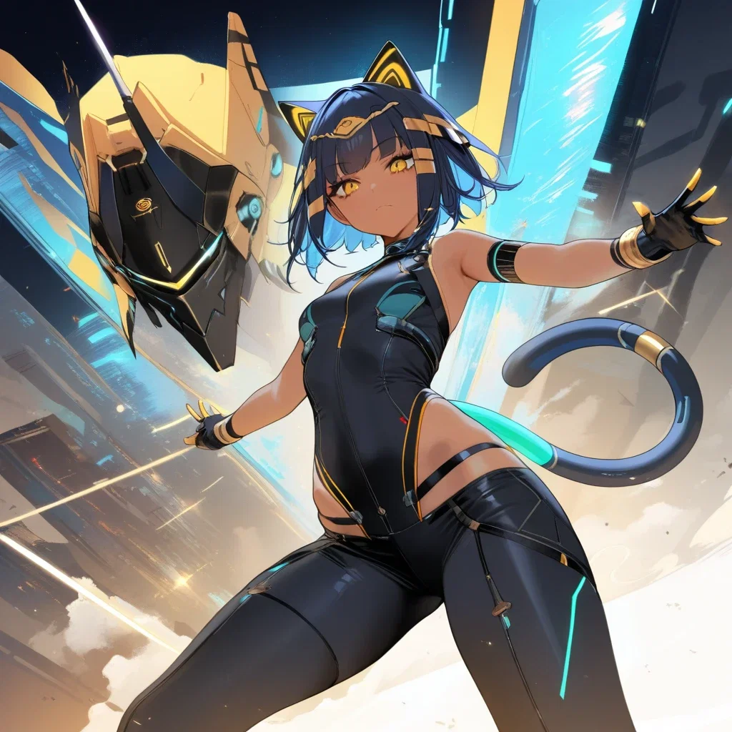 cyberpunk egyptian cat girl masterpiece
