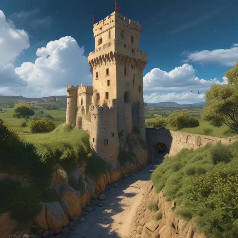 flying camera over castle keep