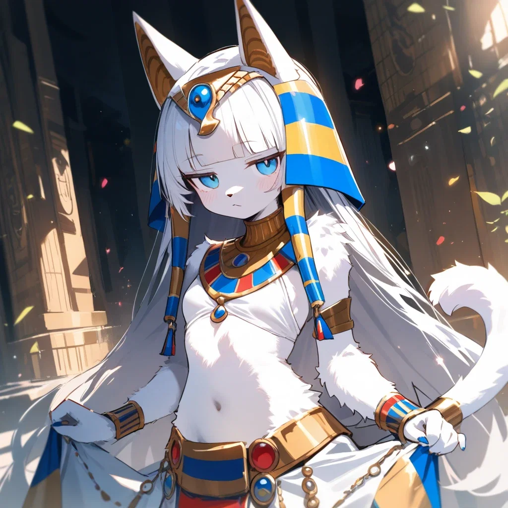 cute cat girl ancient egyptian illustration
