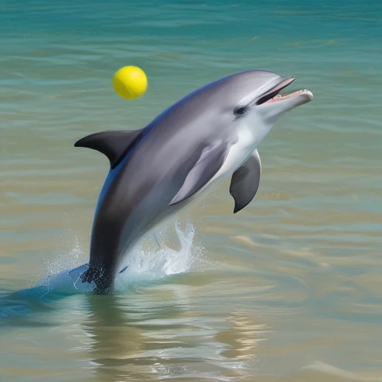 dolphin throws ball