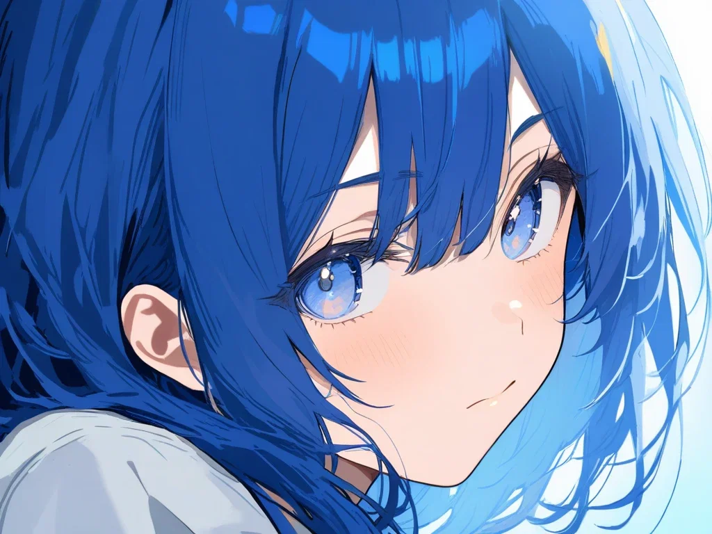 girl blue hair blue eyes