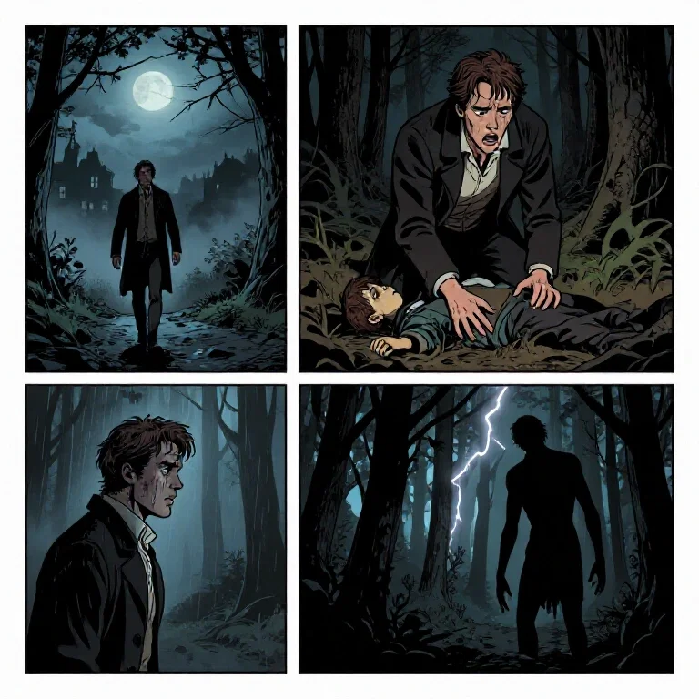 victor finds william and spots creature in woods