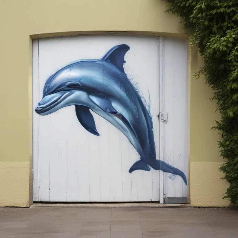 dolphin on garage door near sea