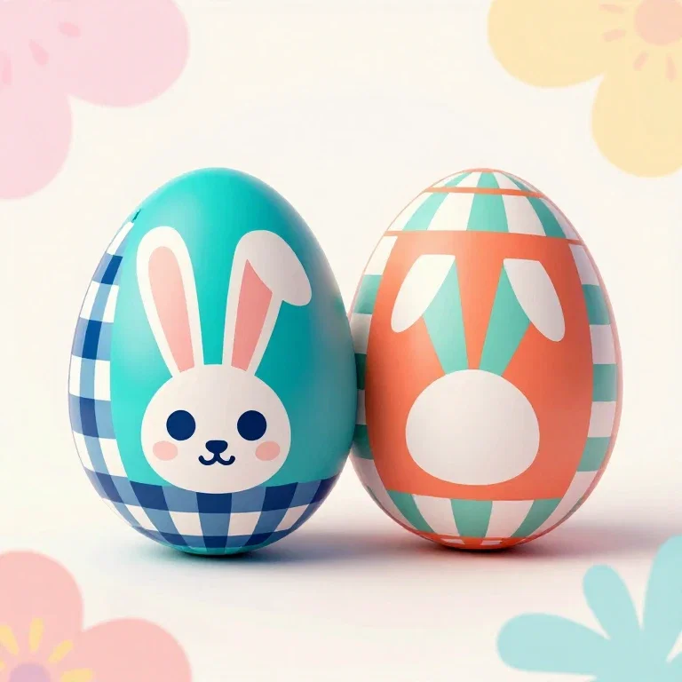 easter eggs bunnies pastel background modern