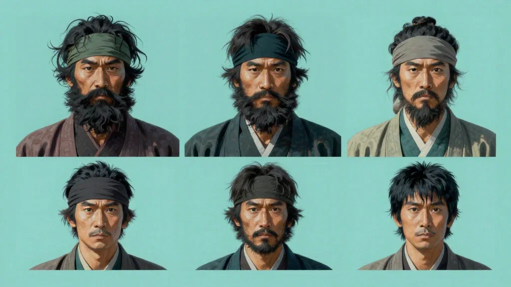 japanese medieval man cinematic realistic painting