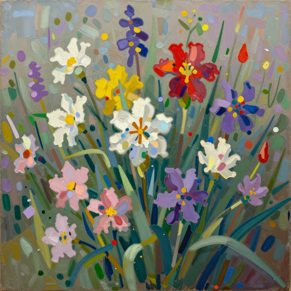 colorful spring flowers rembrandt oil painting