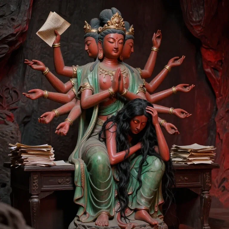 statue of deity with multiple arms