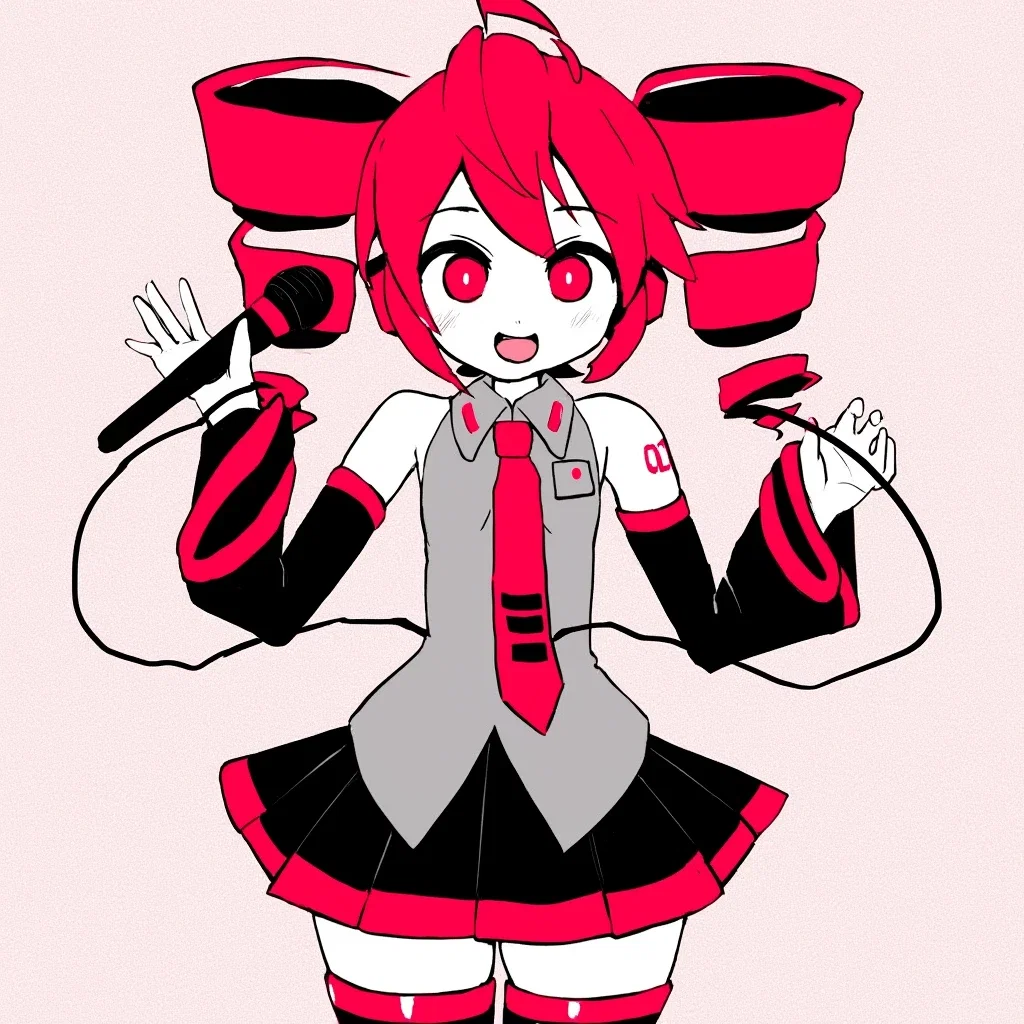 red haired girl smiling singing solo