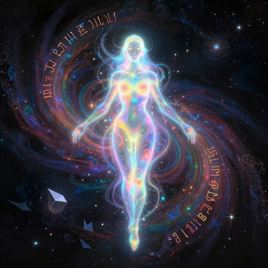 surreal cosmic entity glow nebula background