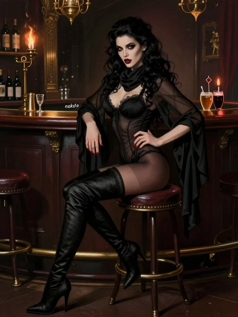 gothic vampire boudoir painting sporty beauty
