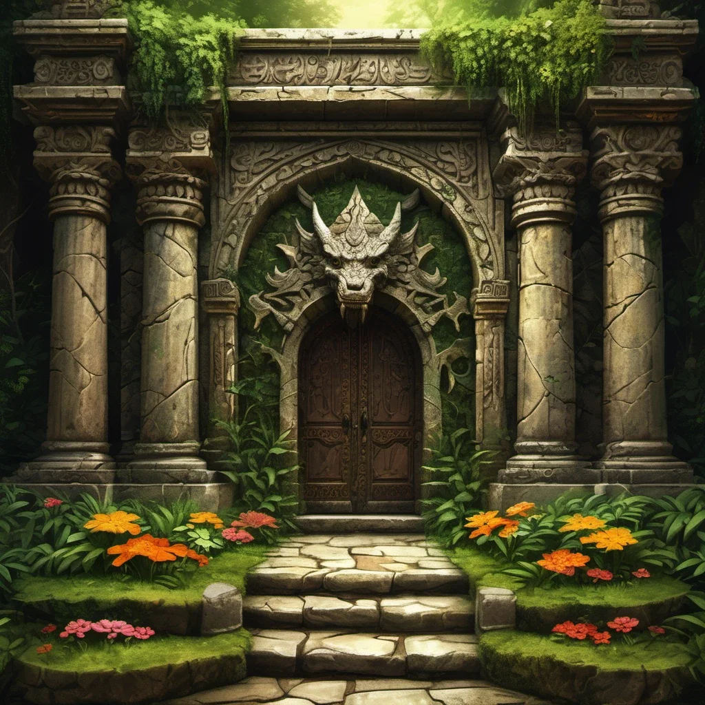 fantasy art stone temple entrance