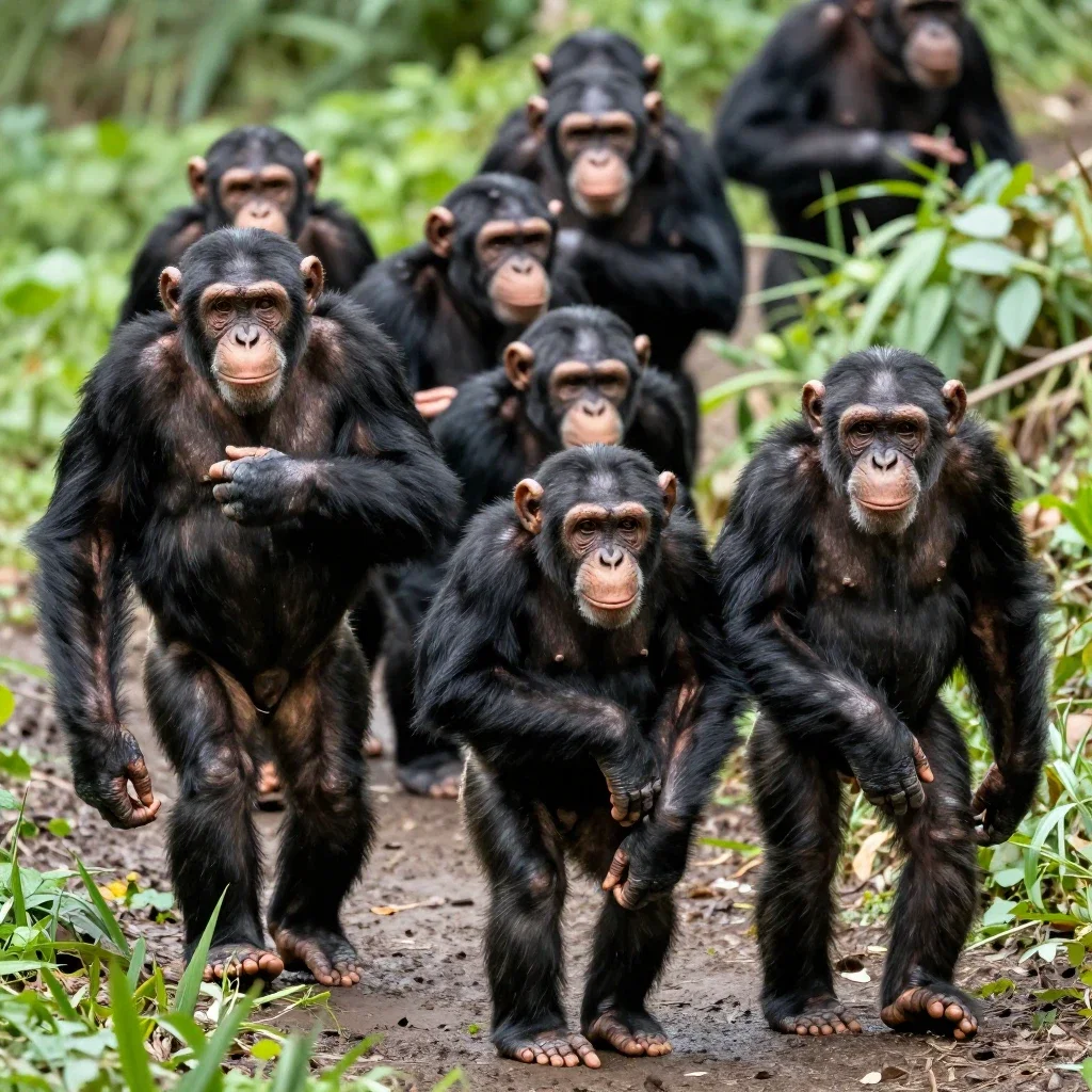 walking chimpanzee herd