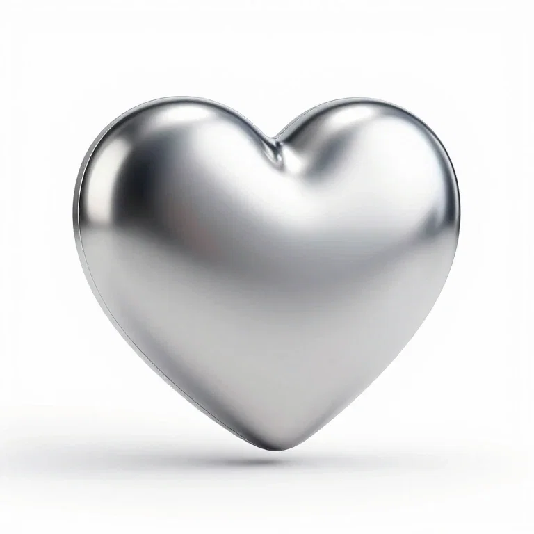 chrome heart icon hyper realistic 3d render
