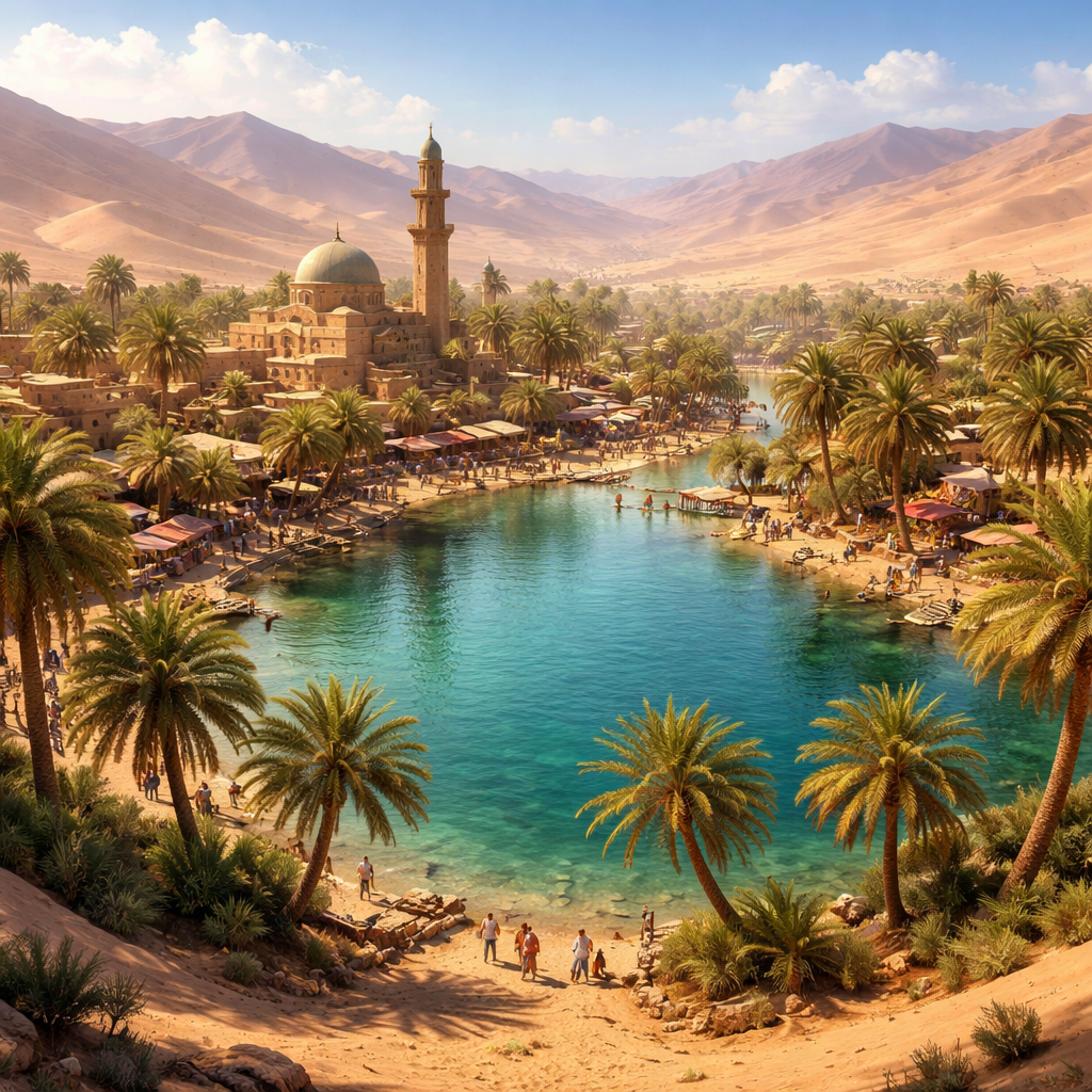 oasis town in desert
