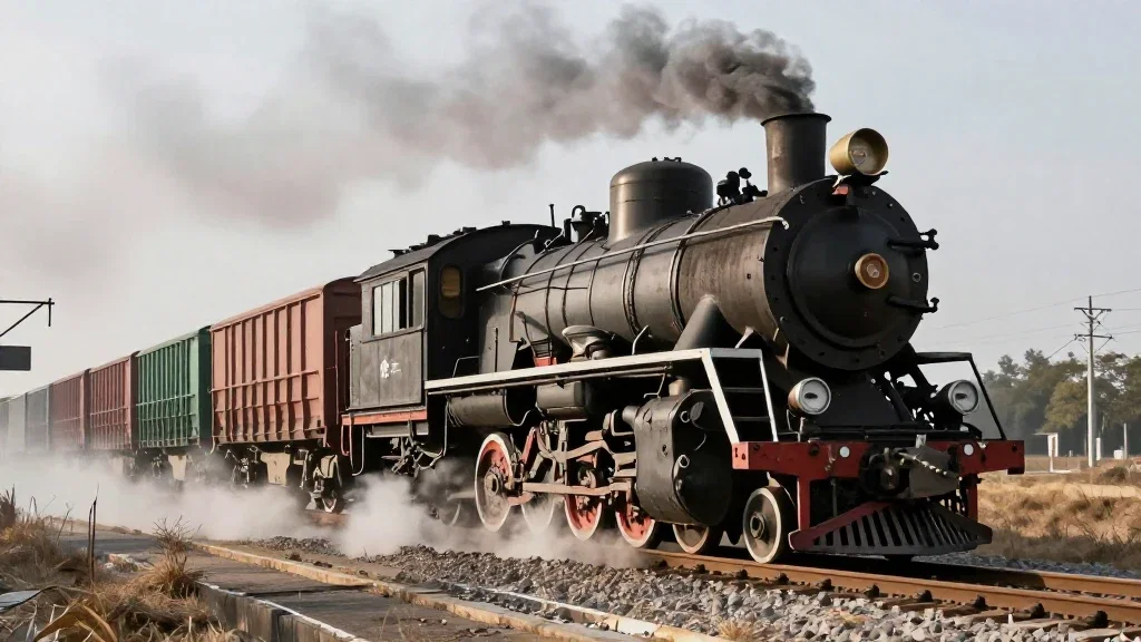 steam locomotive pulling freight car