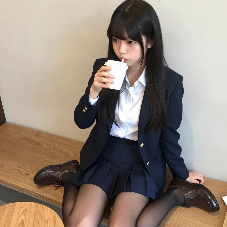 japanese woman drinking coffee at cafe