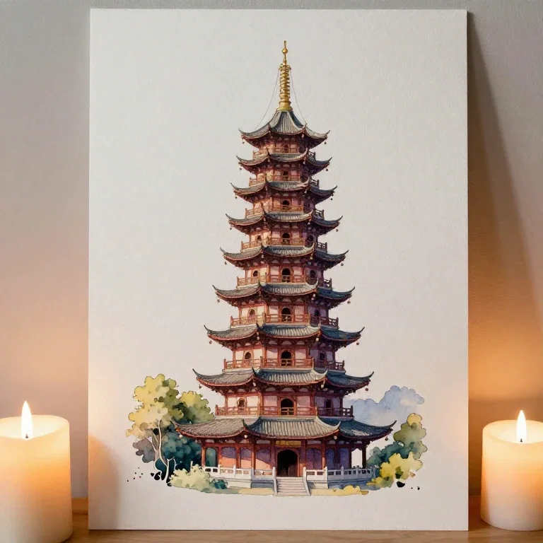 tower of the sun watercolor portrait candlelight detailed
