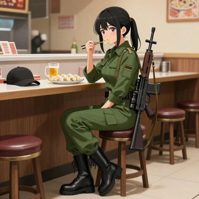 japanese girl military outfit chinese restaurant