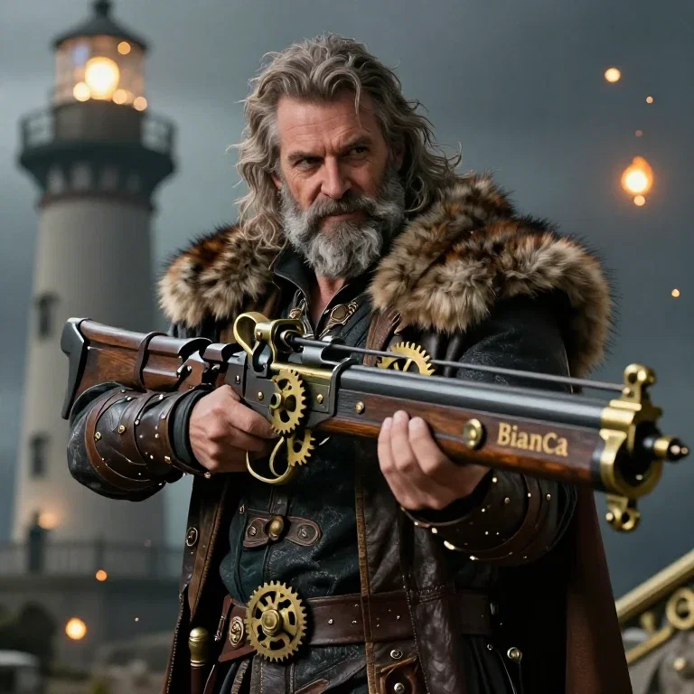 older varric tethras with medieval crossbow bianca