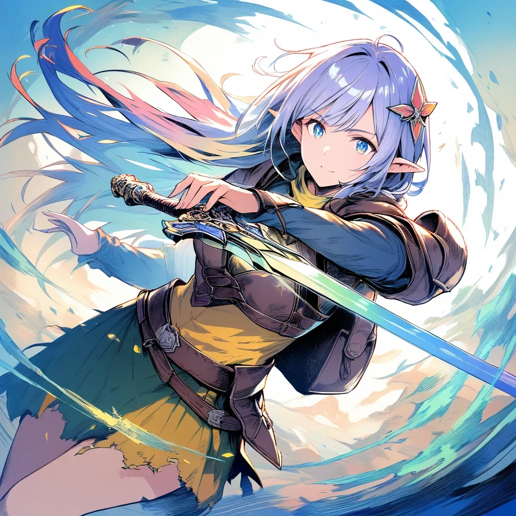 fantasy elf adventurer with sword magic