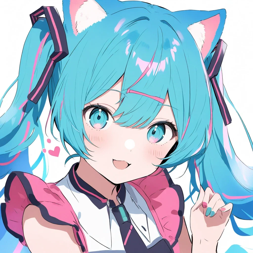 cute hatsune miku cat girl hair