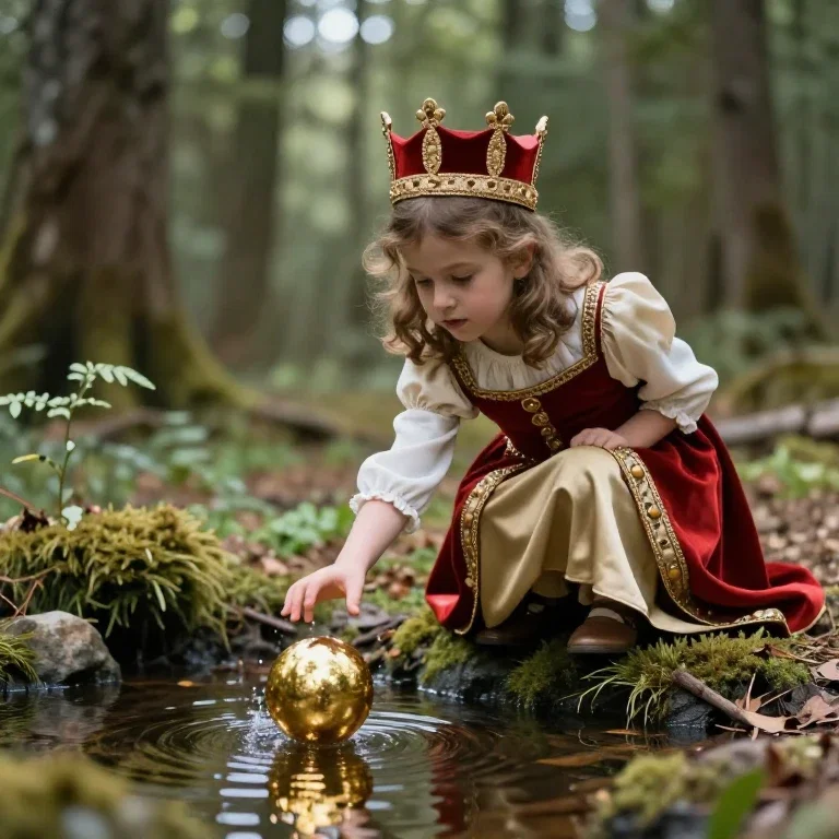 youngest princess drops golden ball into forest spring