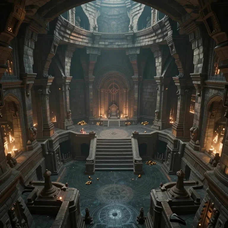 vast dwarven throne hall curved architecture