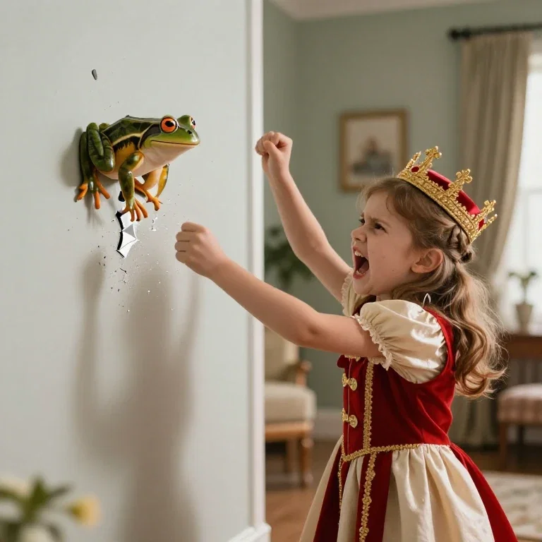 princess throws frog against wall