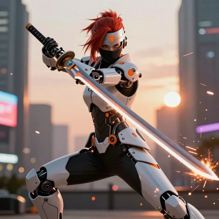 cyborg ninja warrior with sword