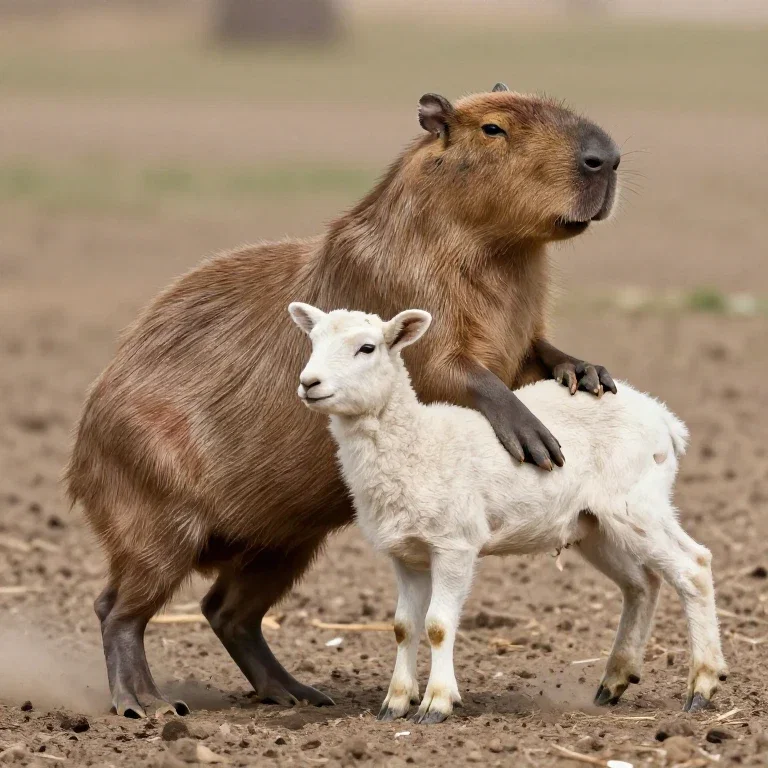 capybara lamb skipping