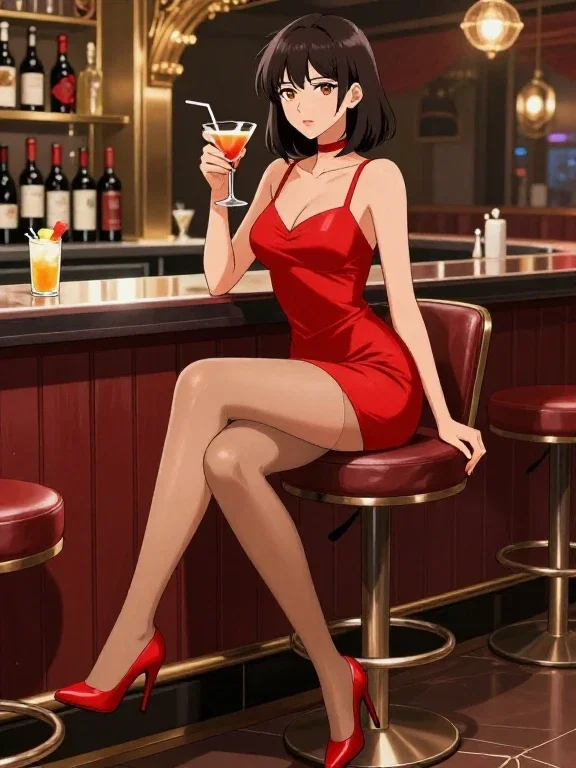 manga club japanese woman cocktail