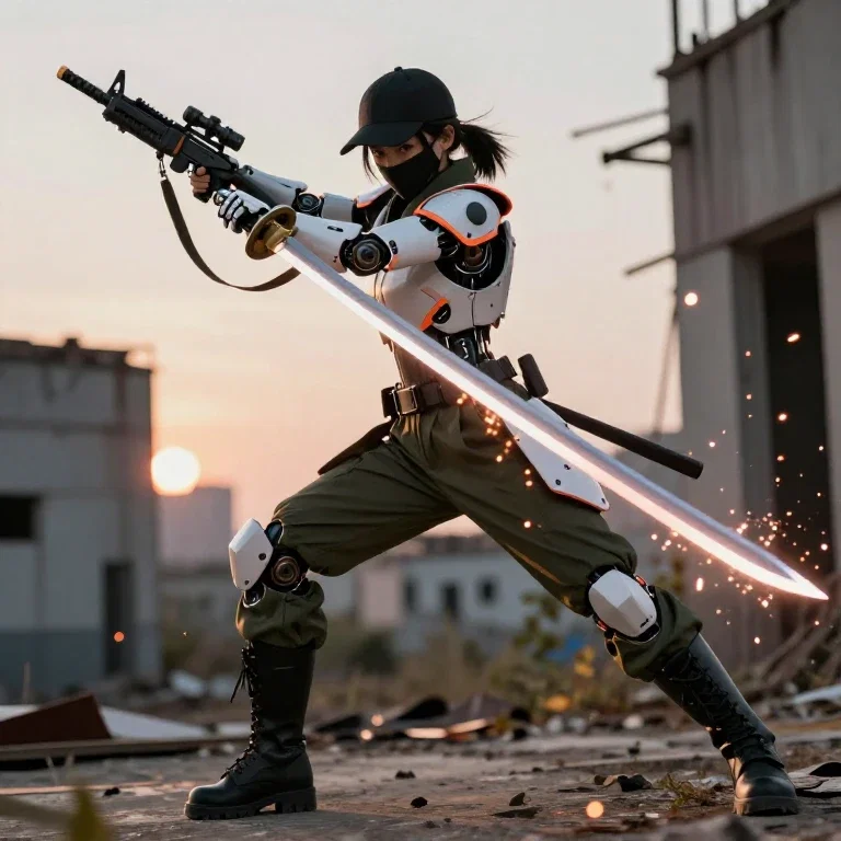 cyborg ninja girl futuristic action combat