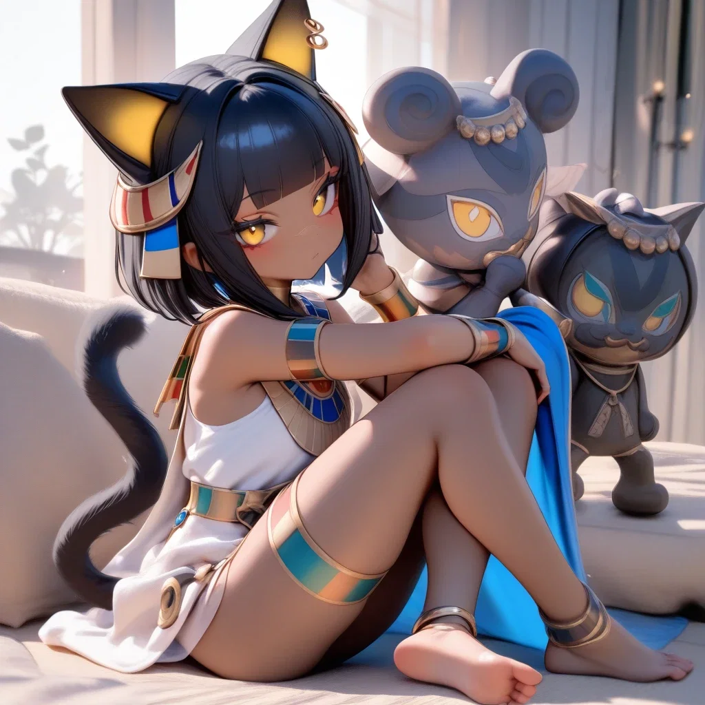 ancient egyptian girl with cat features
