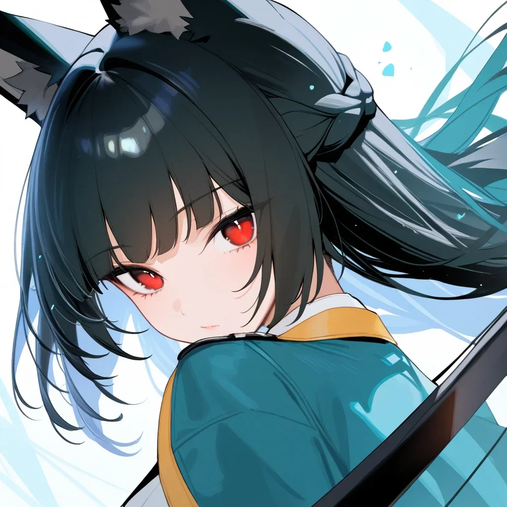 fox eared girl side view close up