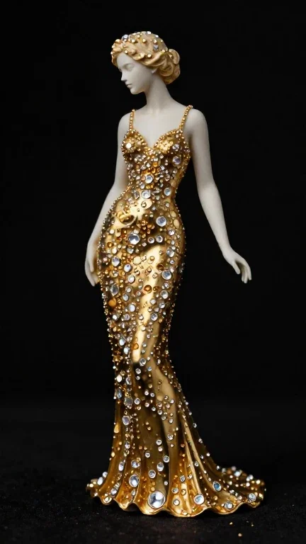 gold diamond sculpture of elegant woman