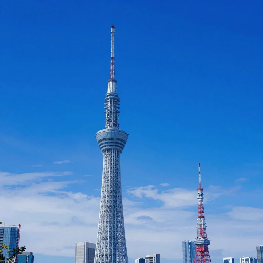 tokyo skytree and tokyo tower