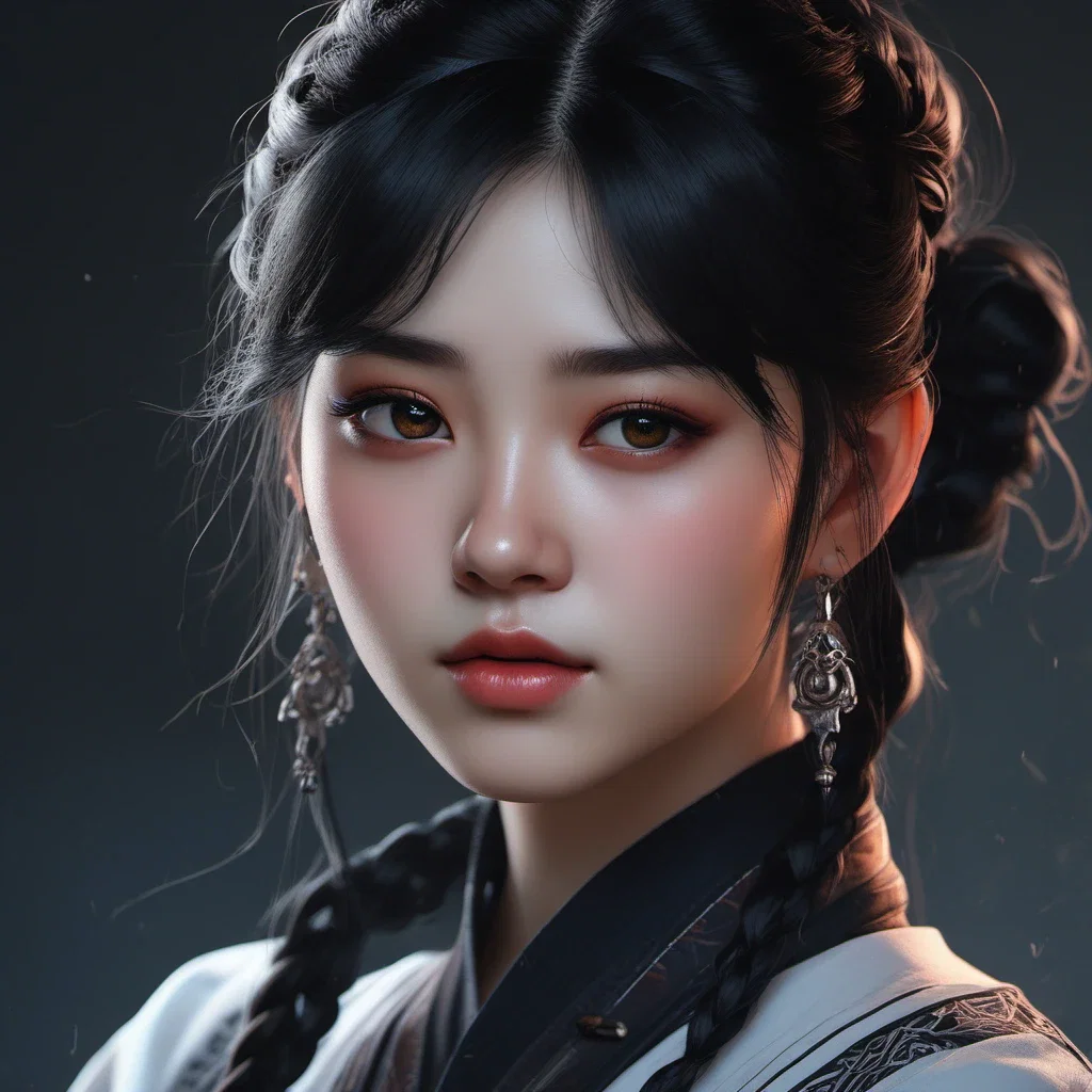 fantasy art korean schoolgirl intricate details vivid colors