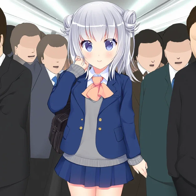 cute beautiful girl high school student silver hair