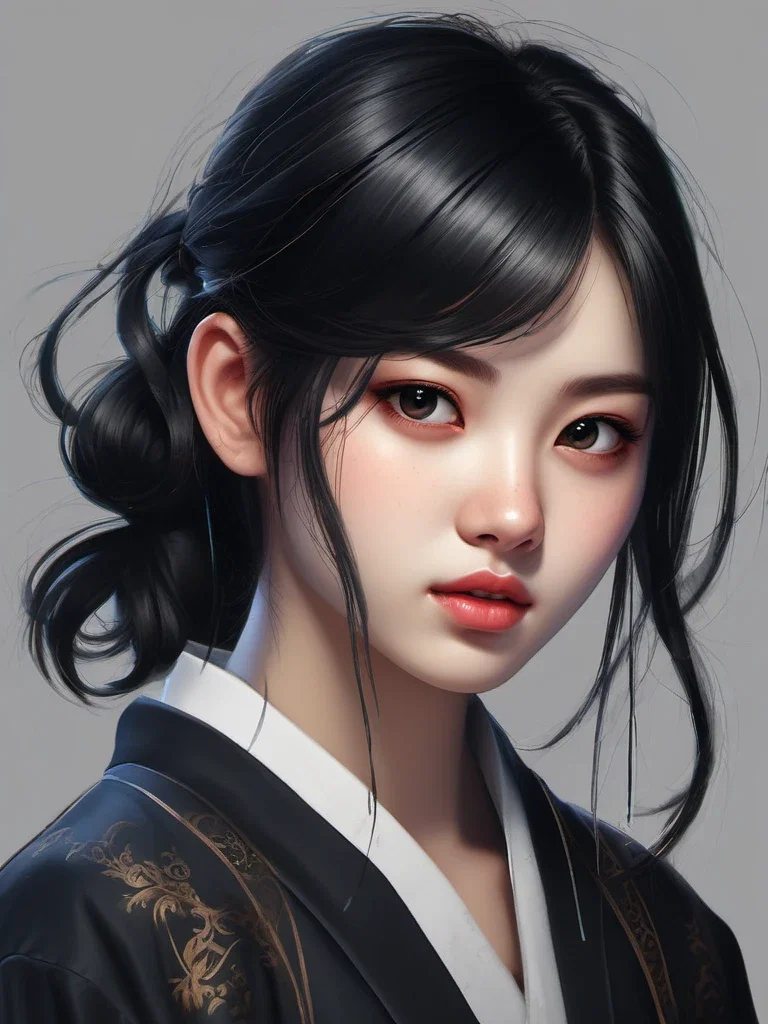 hyper realistic chinese schoolgirl portrait