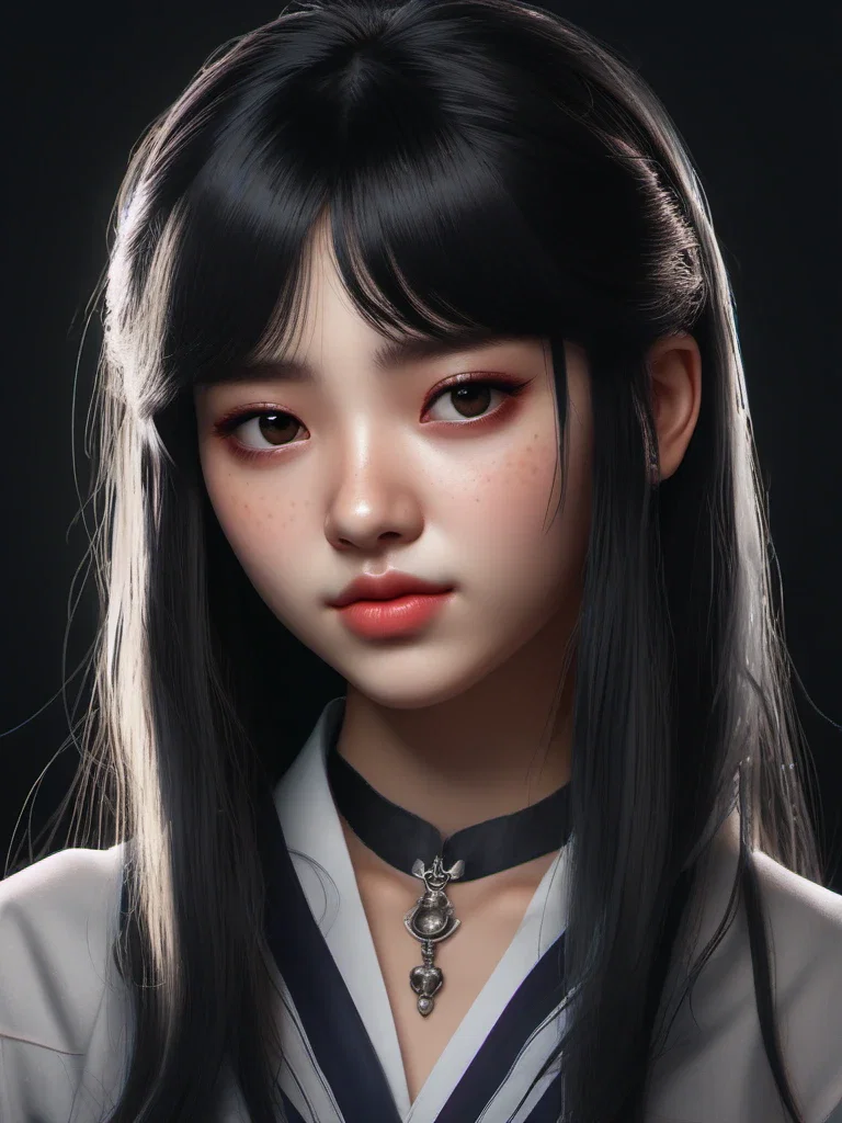 hyperrealistic chinese schoolgirl portrait