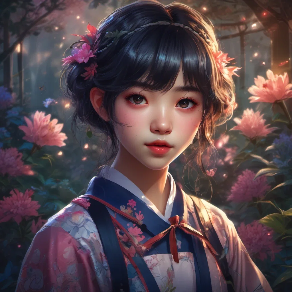 fantasy japanese schoolgirl portrait