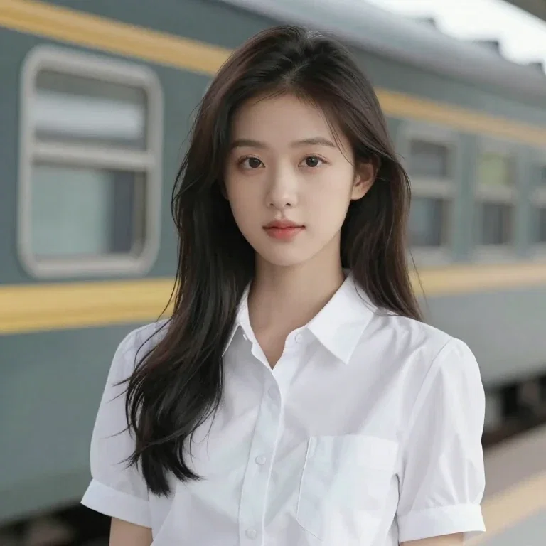 cute beautiful girl modern delicate train