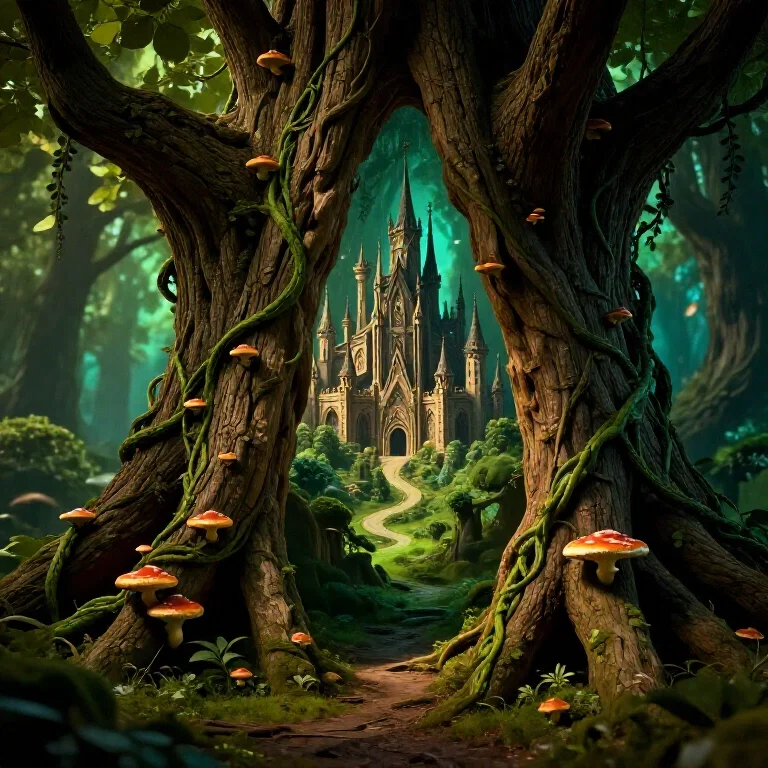 elven city inside hollow tree