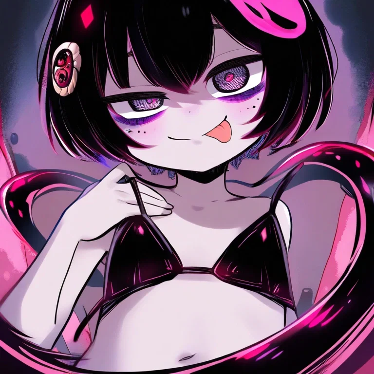 evil cute little girl dark circles black hair