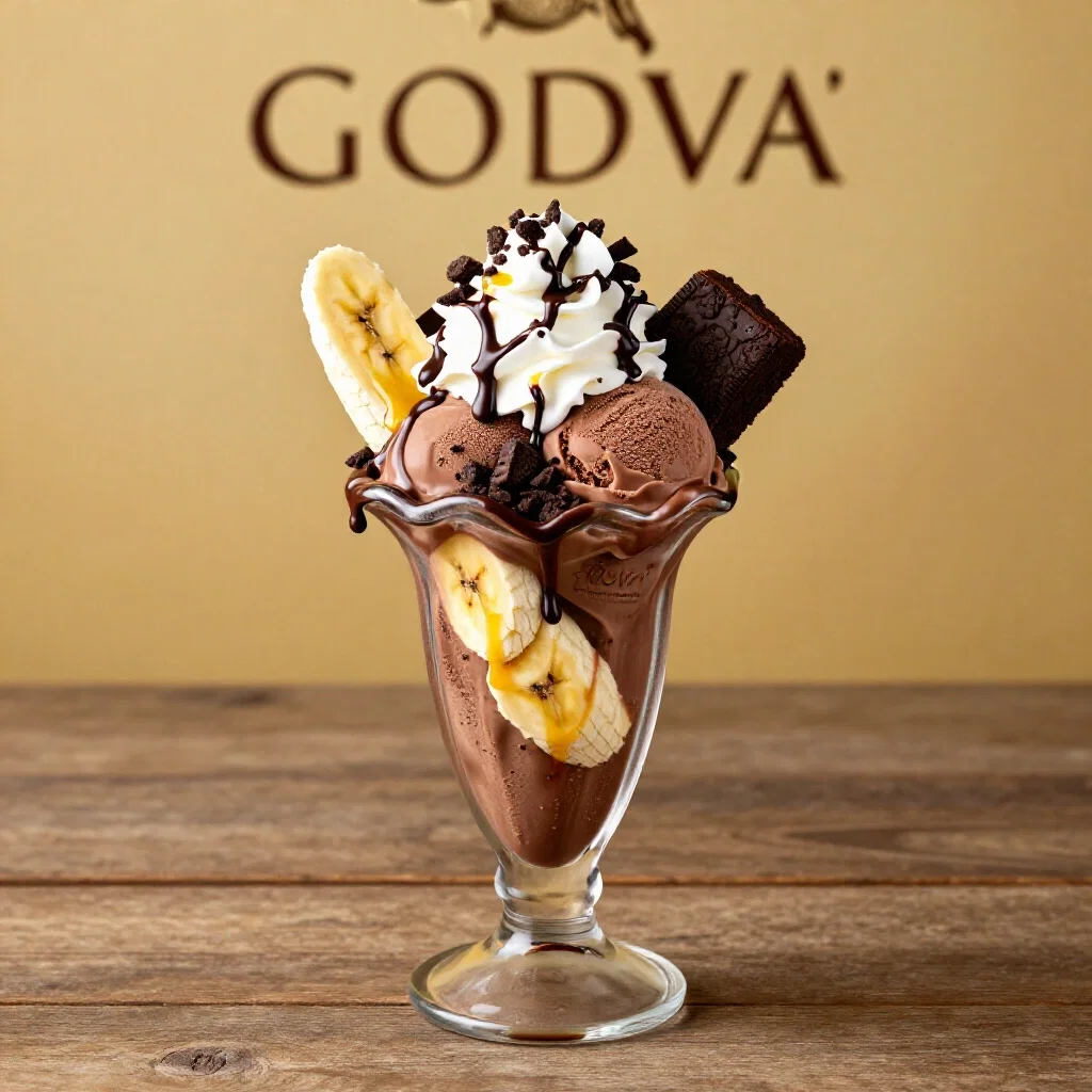 godiva banana chocolate sundae dessert