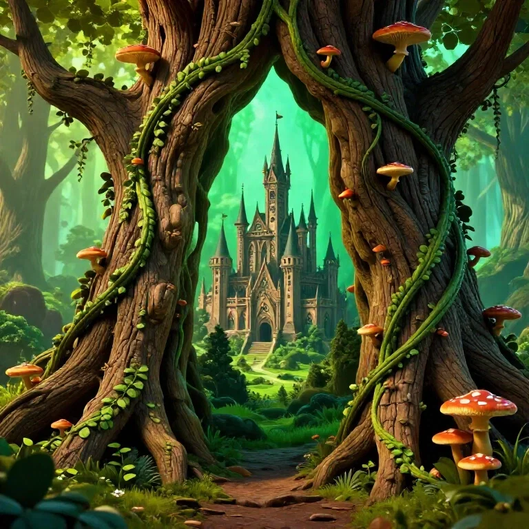 elven city inside hollow tree