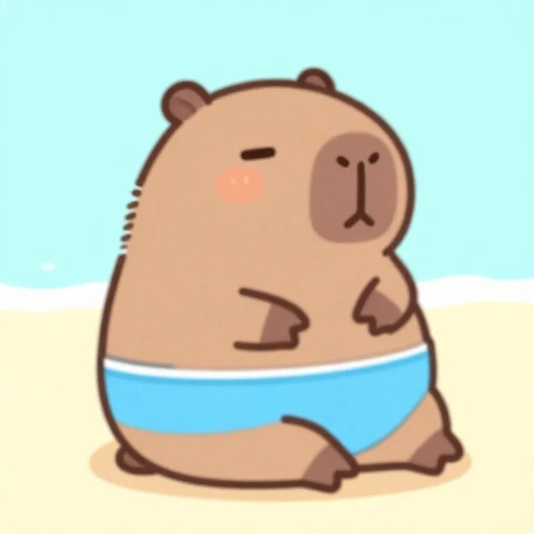 cartoon capybara in swimsuit