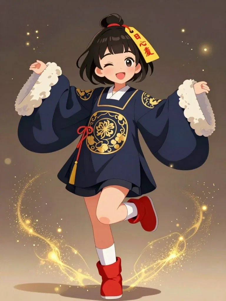 cute chinese jiangshi anime girl in traditional costume